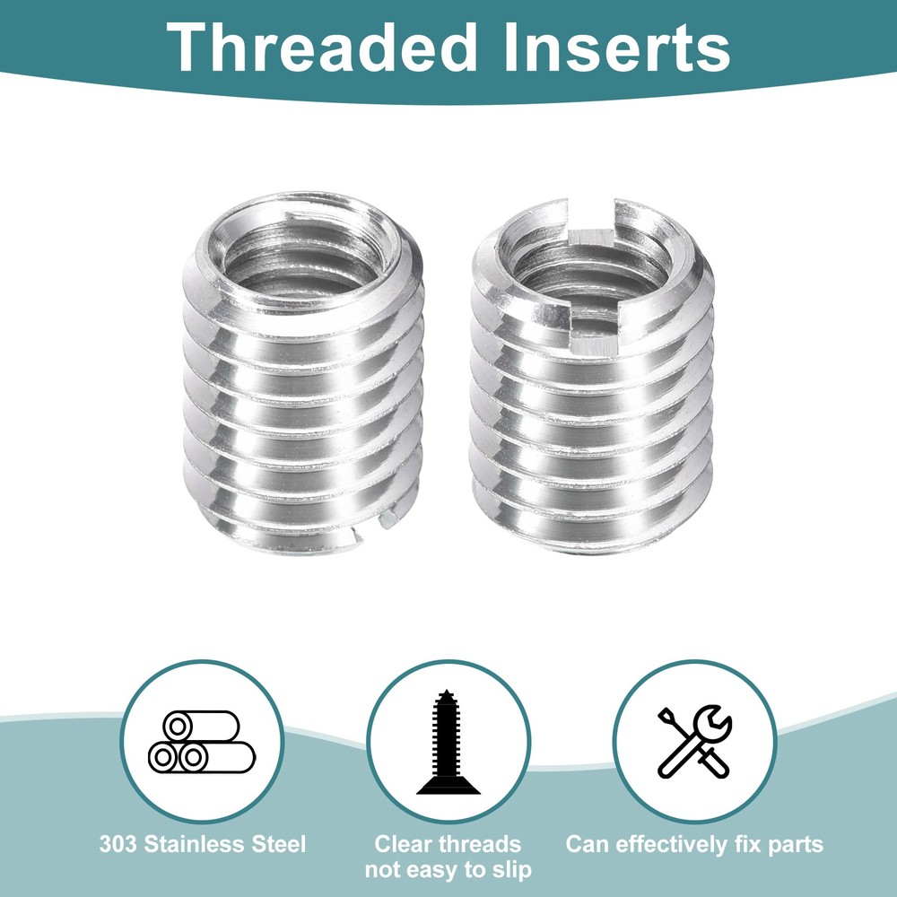 5Pcs Threaded Inserts, M6-1x10 & M8-1.25x10 Thread Repair Insert