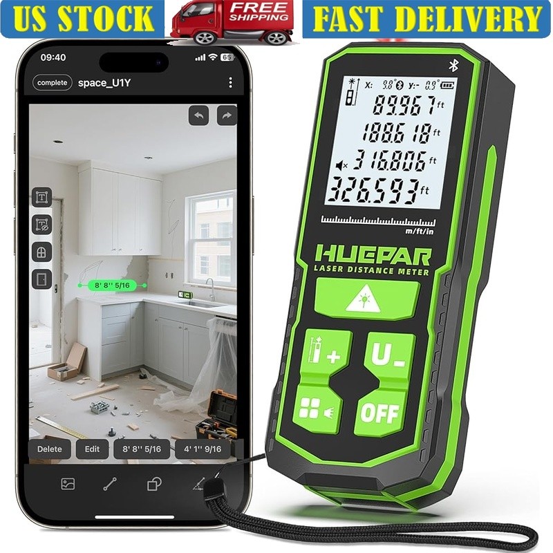 Bluetooth Laser Distance Measure 330ft Accurate Angle Sensor Tool W/ LCD Screen