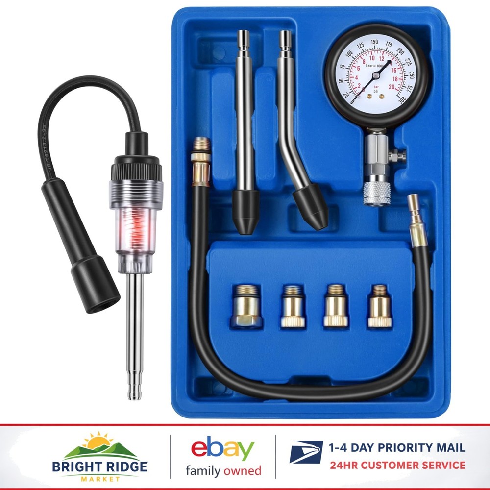 Automotive Compression Tester Kit with Spark Plug Tester for Engine Diagnostics