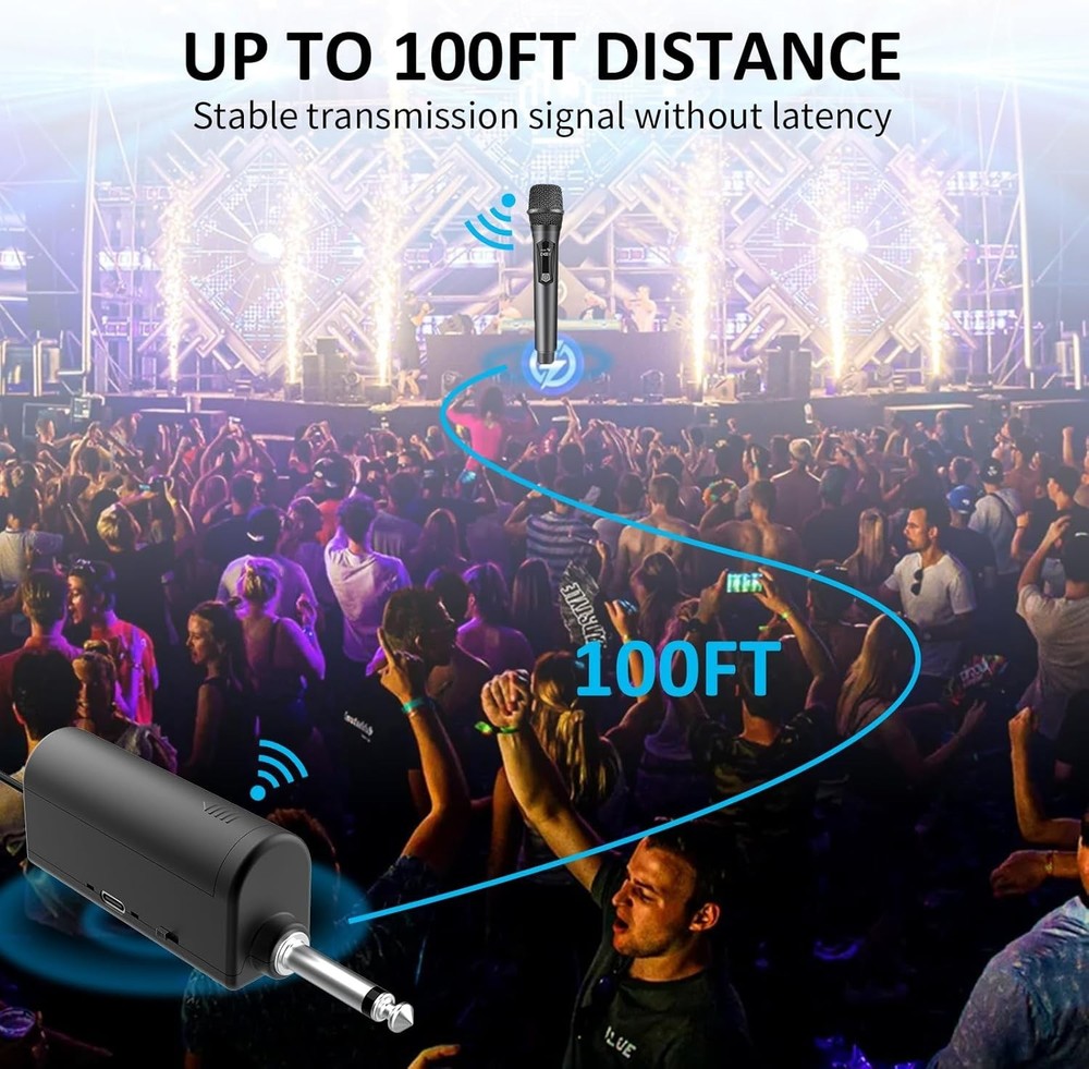 High-Quality Wireless Karaoke Microphones - 100ft Range, Plug & Play Convenience