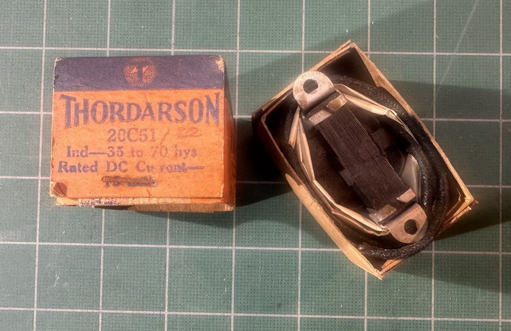 NOS Thordarson T-20C51 Choke w/ original operating data sheet
