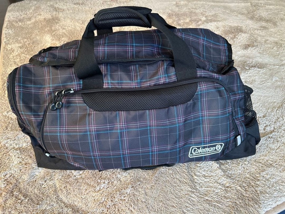 Coleman Duffle Bag, Black / Check Pattern