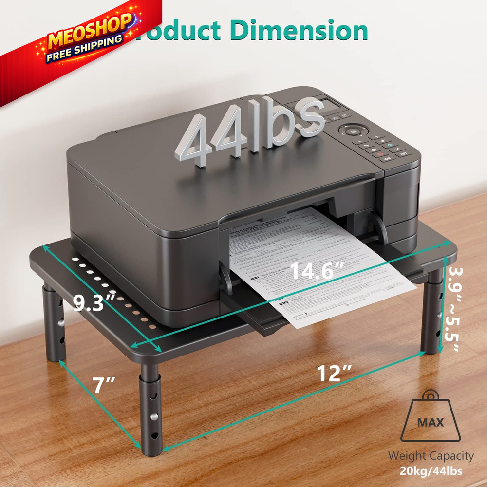 WALI Computer Monitor Stand for Desk, Adjustable Laptop Riser, Basic, Black
