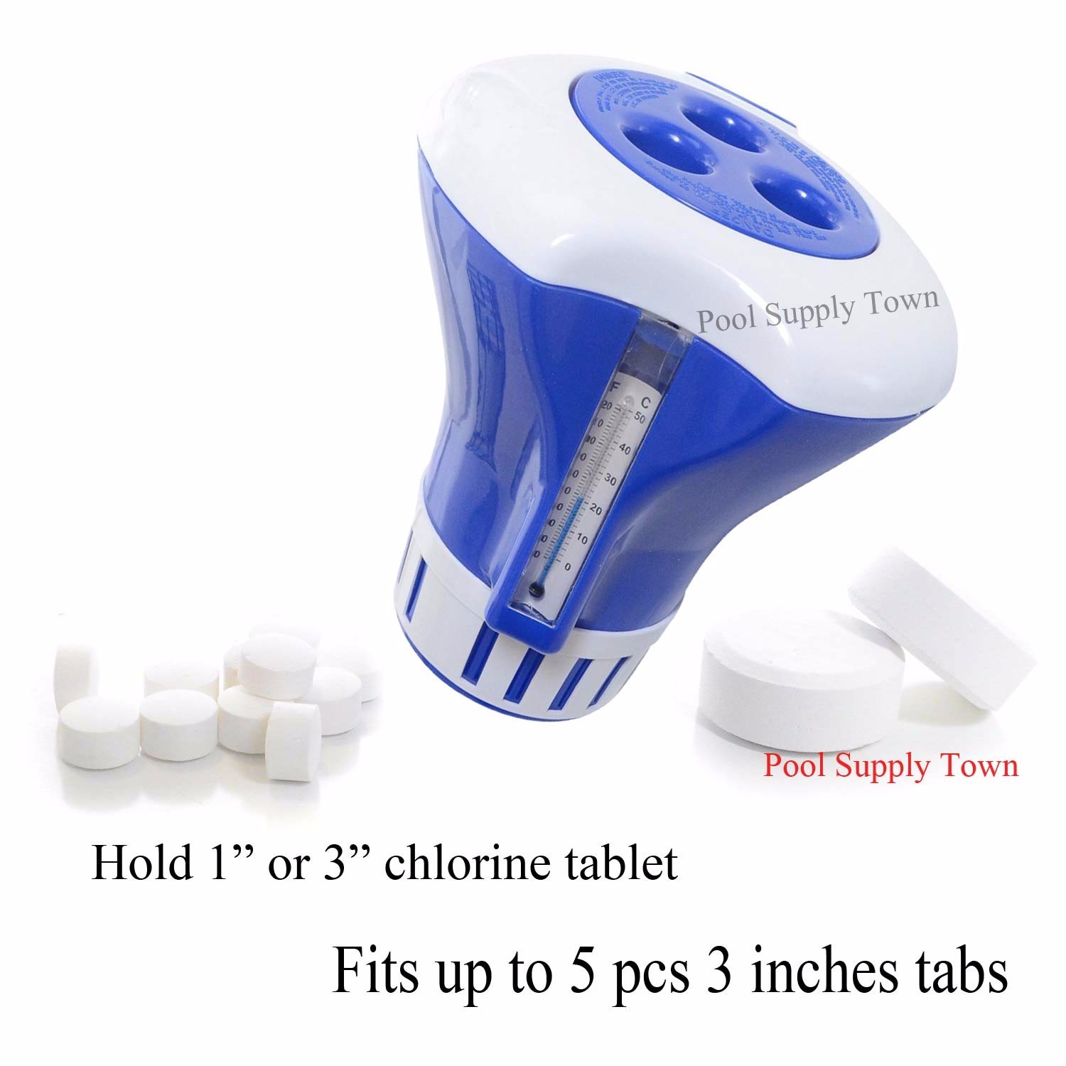 Floating Pool Tablet Dispenser / Floater w/ Built-in Thermometer