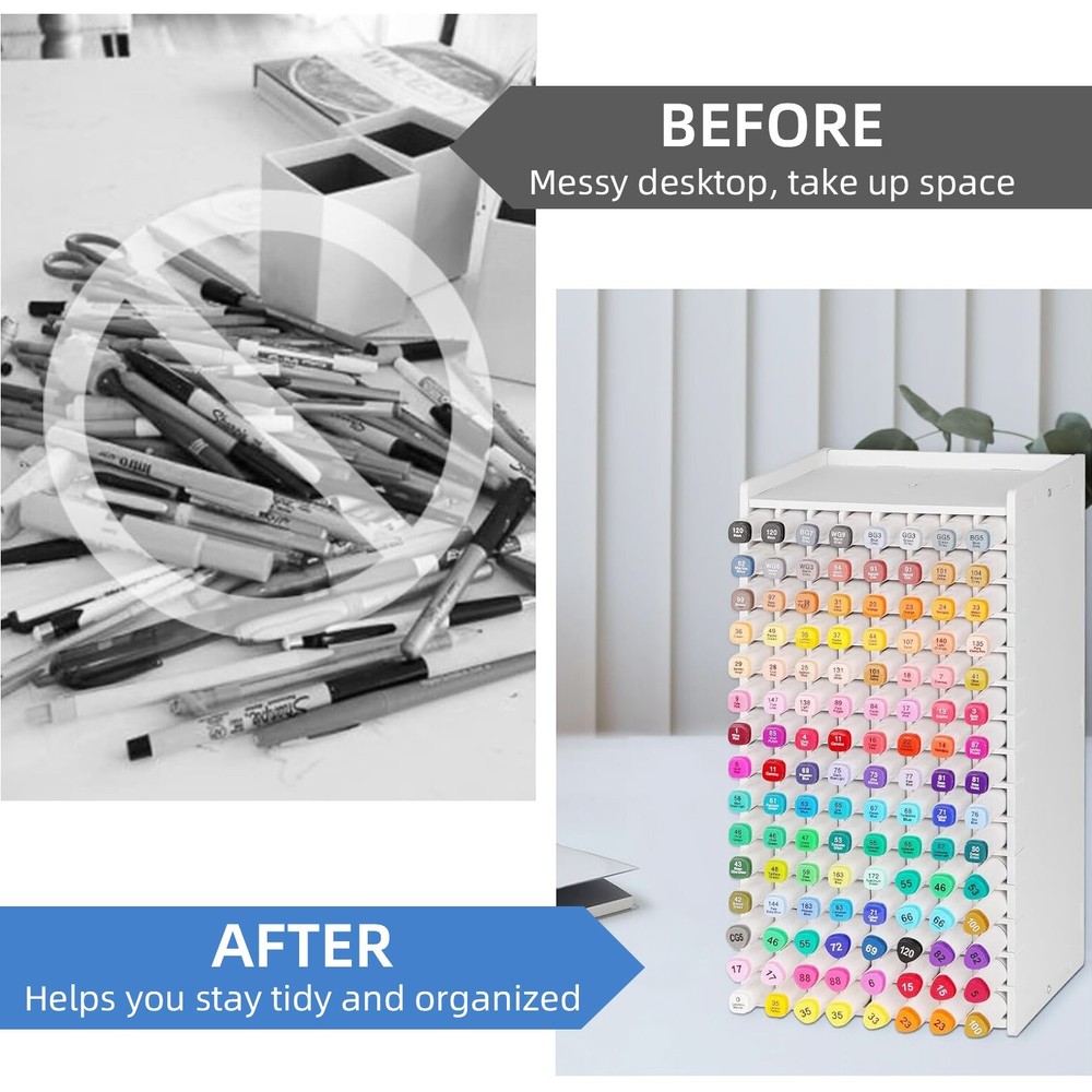 Pen Holder Marker Storage Rack ,Multifunctional,PP ,120 Slots Desk Table