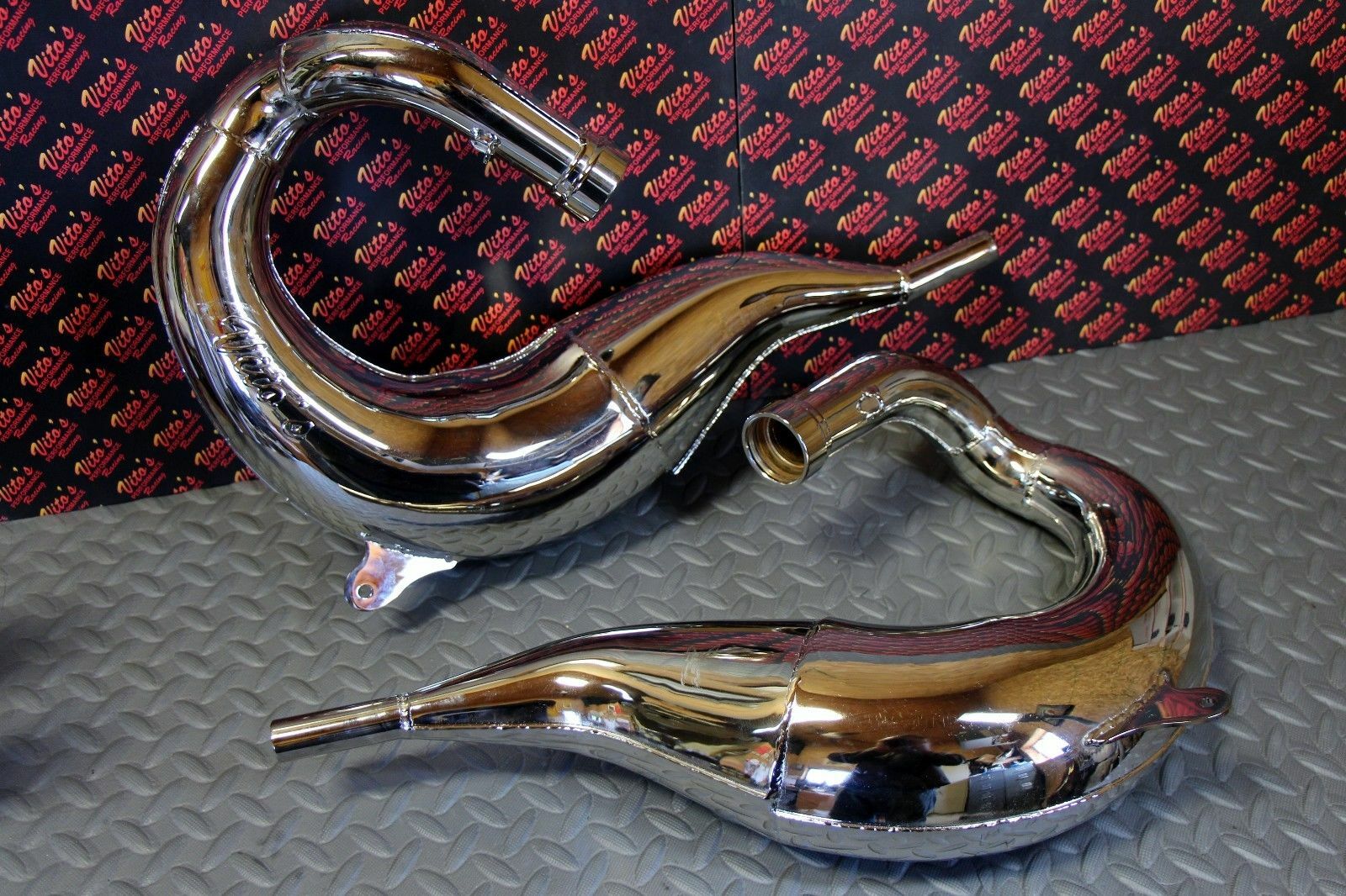 Vito's Performance FAT BASTARD pipes in frame 1987-2006 Yamaha Banshee CHROME