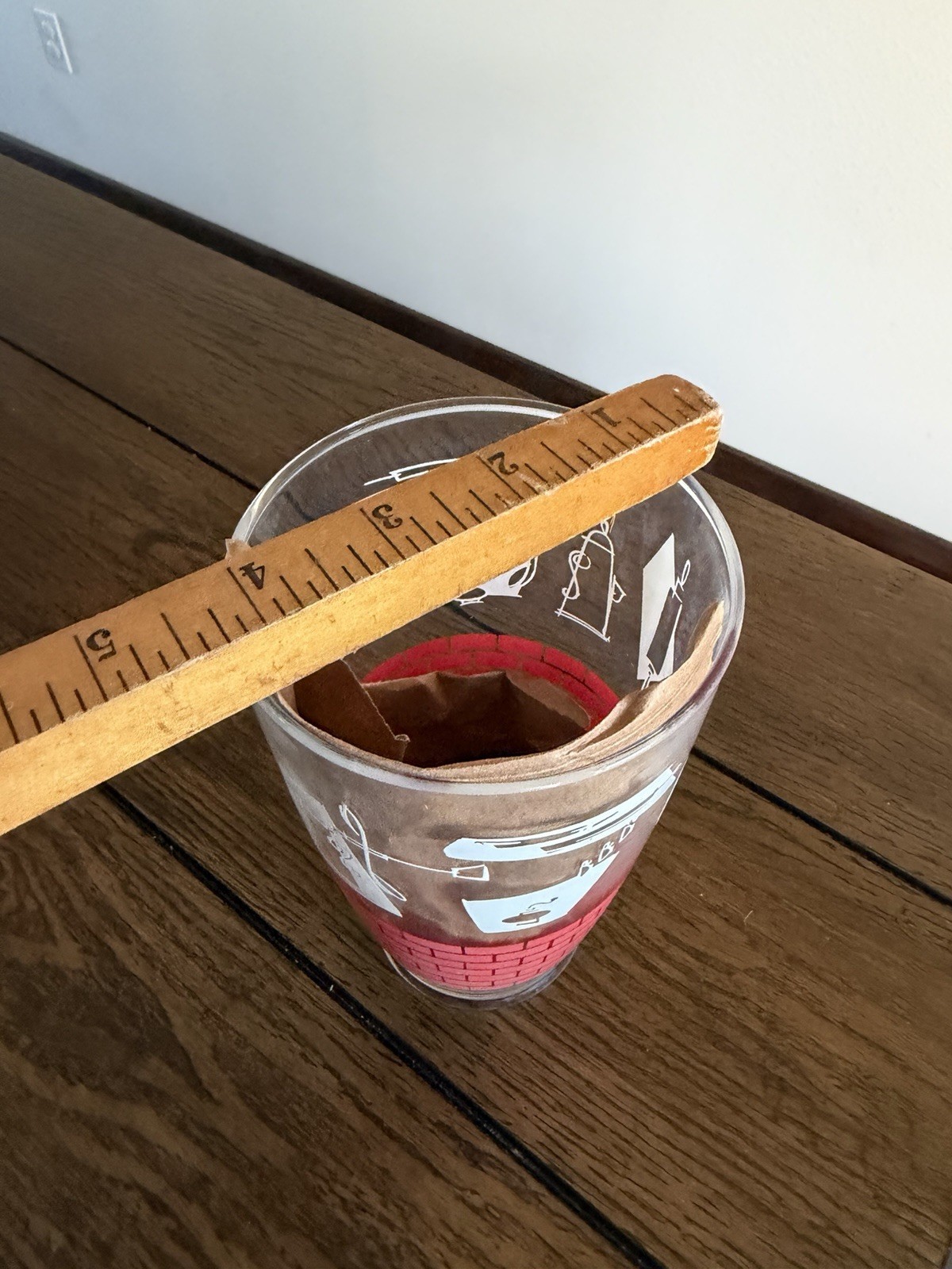 Vtg Libbey LARGE Iced Tea Glass, 32 Ounce Retro Mod Tumbler Red White