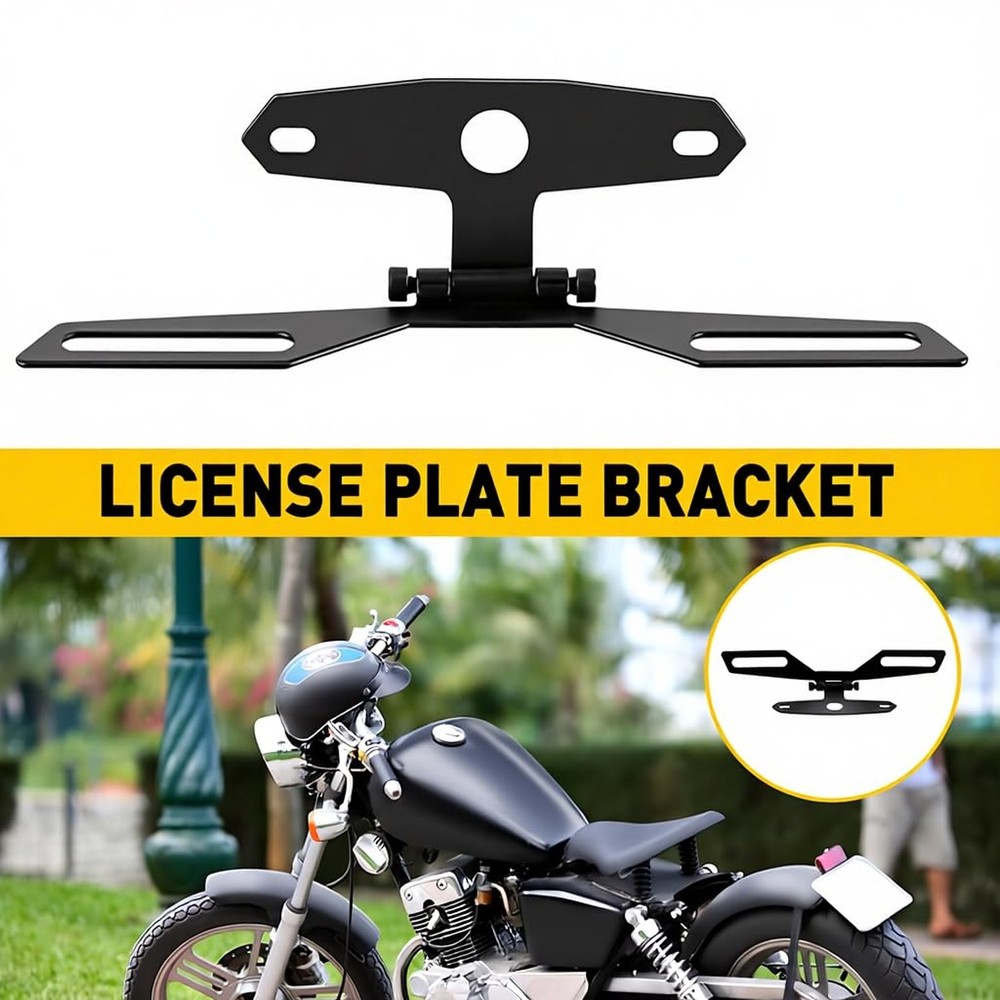 Universal Motorcycle License Plate Bracket, Adjustable Folding Mount Holder w...