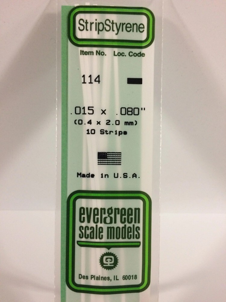 Evergreen Scale Models Styrene Strip .015 x .080 (10 pcs)