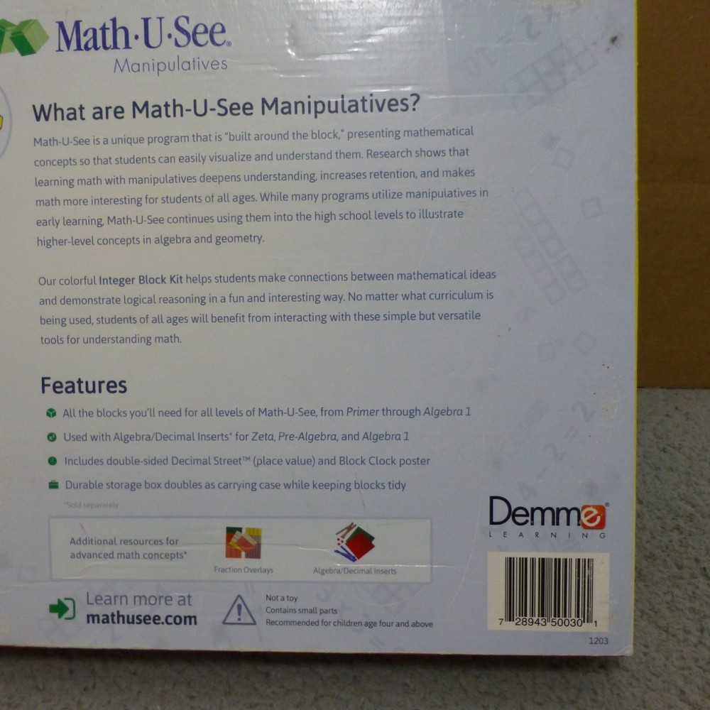 Math U See Manipulatives Integer Block Kit Set Homeschool Teaching Education