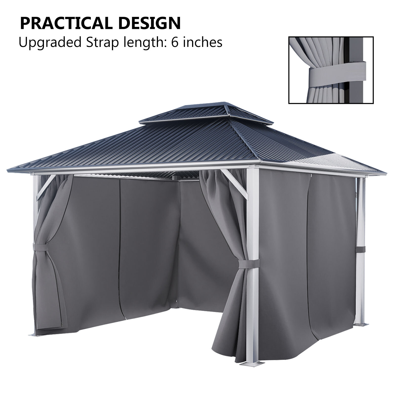 Aoodor Gazebo Curtain Set Protecting Privacy Side Walls 4 Panels (Curtain Only)