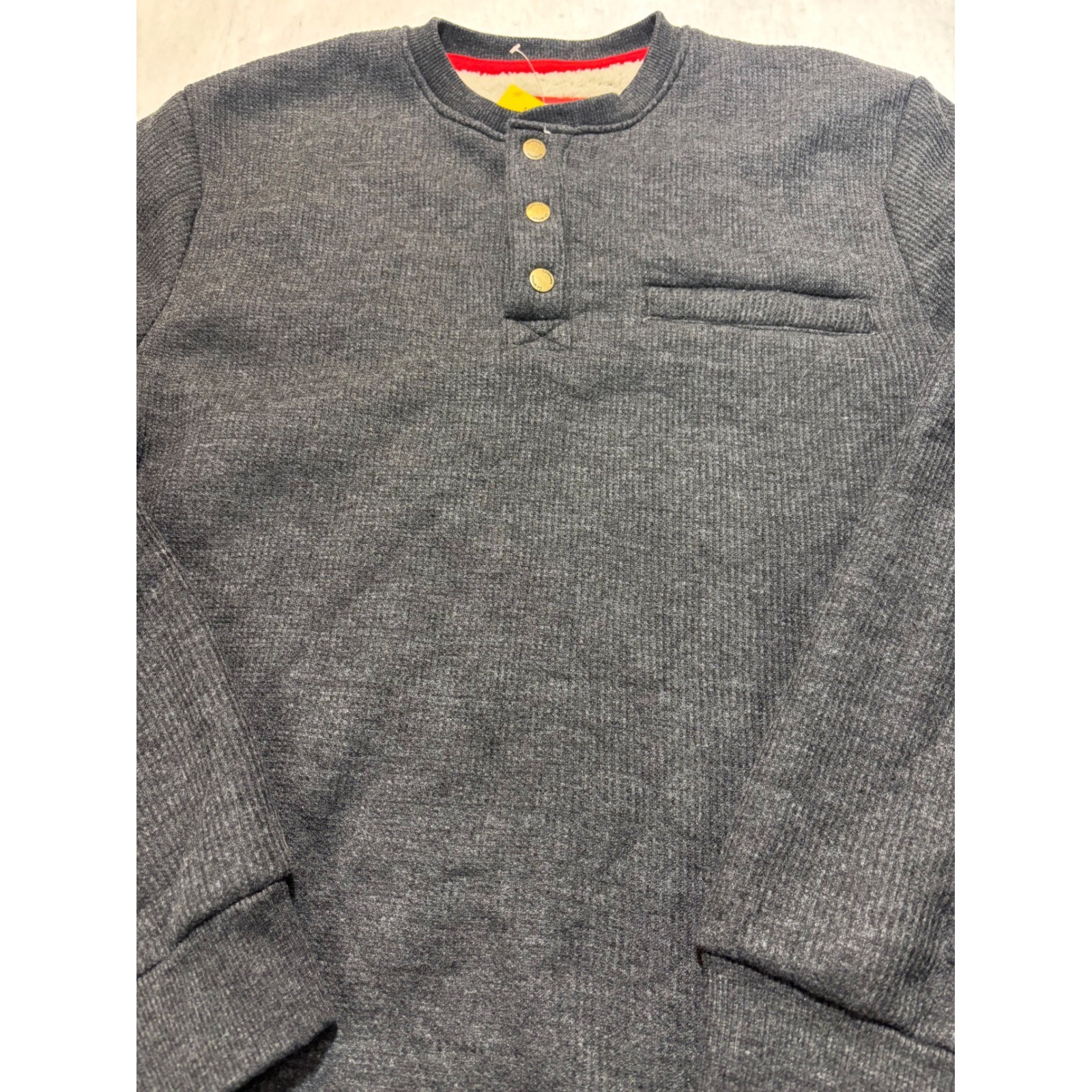 Coleman Sherpa Lined Henley Shirt Charcoal Gray Long Sleeve Mens Medium