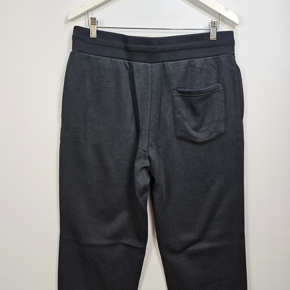 True Religion Joggers Black Logo Cotton Blend Drawstring Medium