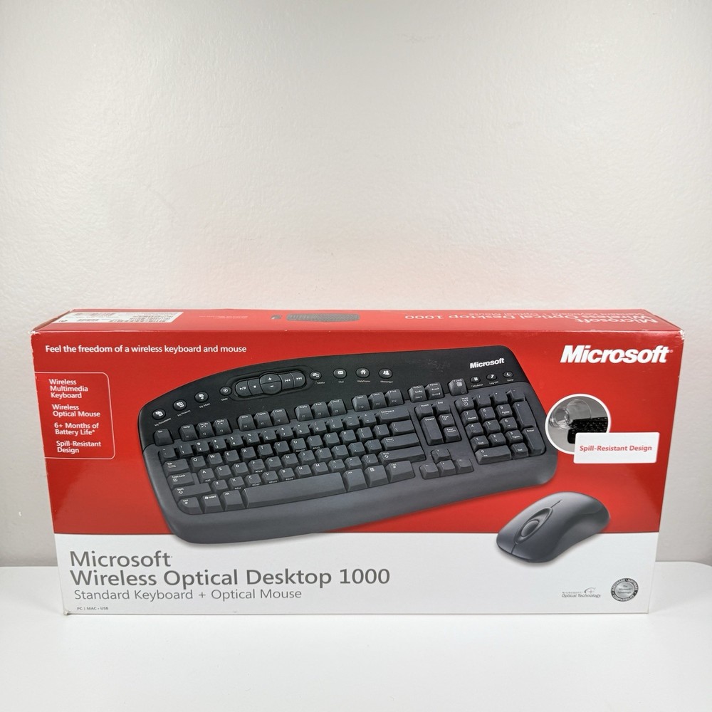 Microsoft Wireless Optical Desktop 1000 Standard Keyboard & Mouse Open Box