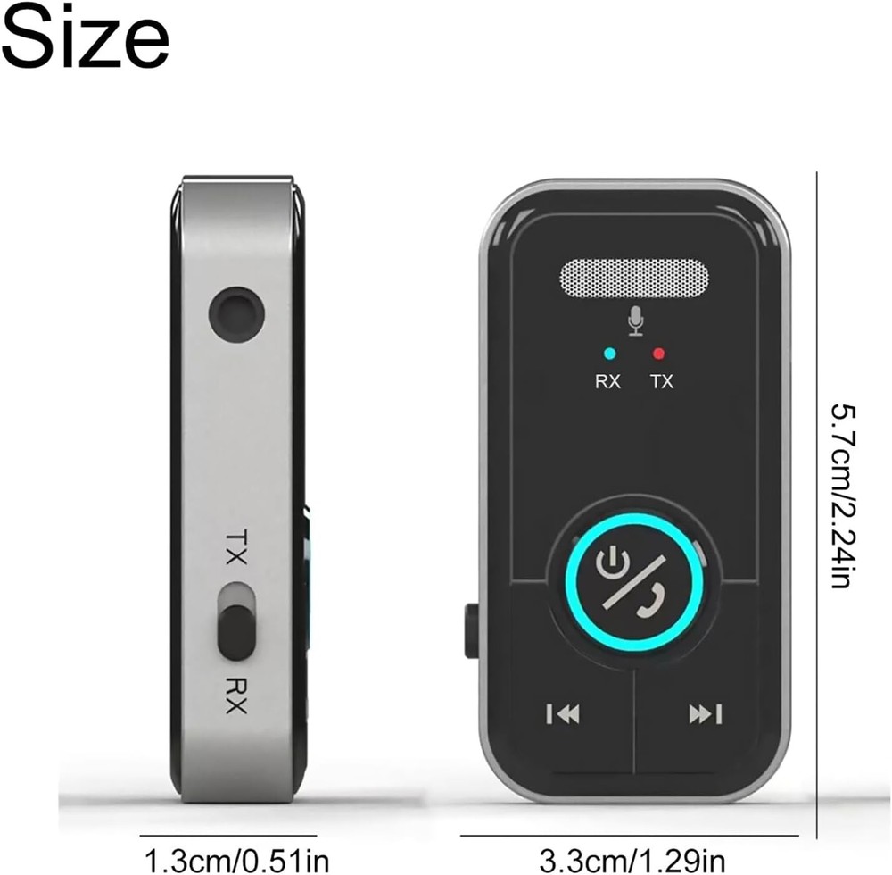 Bluetooth Noise Cancelling Bluetooth Car Adapter, Wireless Audio Receiver-Black