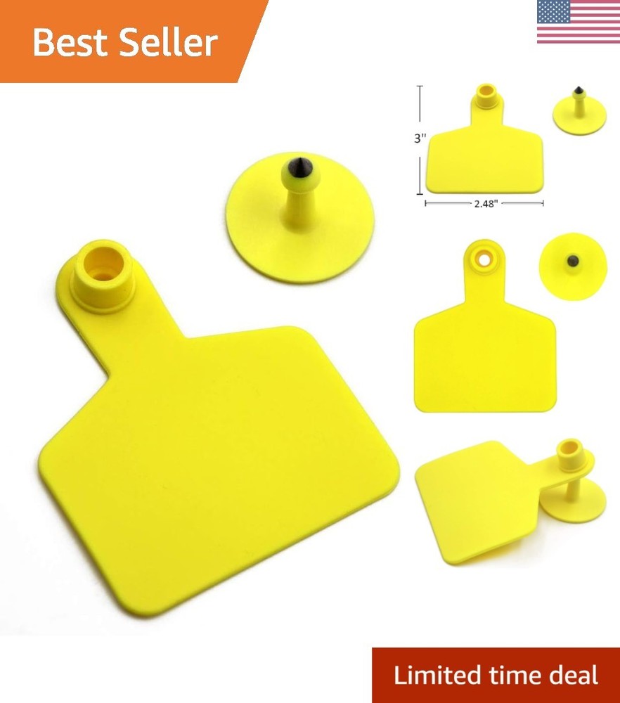 High-Quality Yellow Cattle Ear Tags - 100 Durable Plastic Identification Tags