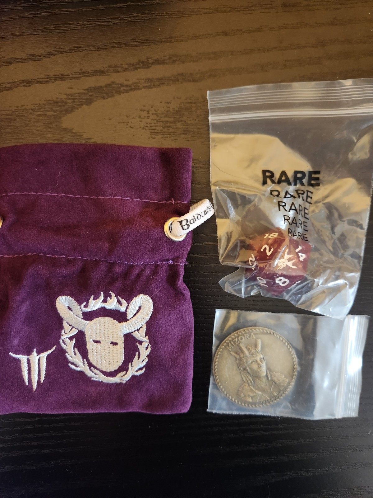 Baldur's Gate 3 Mizora & Wyll D20 and 2-Sided Coin D&D Item