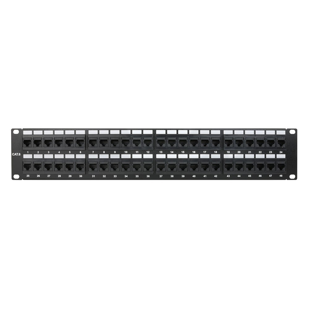 Construct Pro 48-Port Cat6 Rack Mount Patch Panel (19”/2U, RoHS Approved)