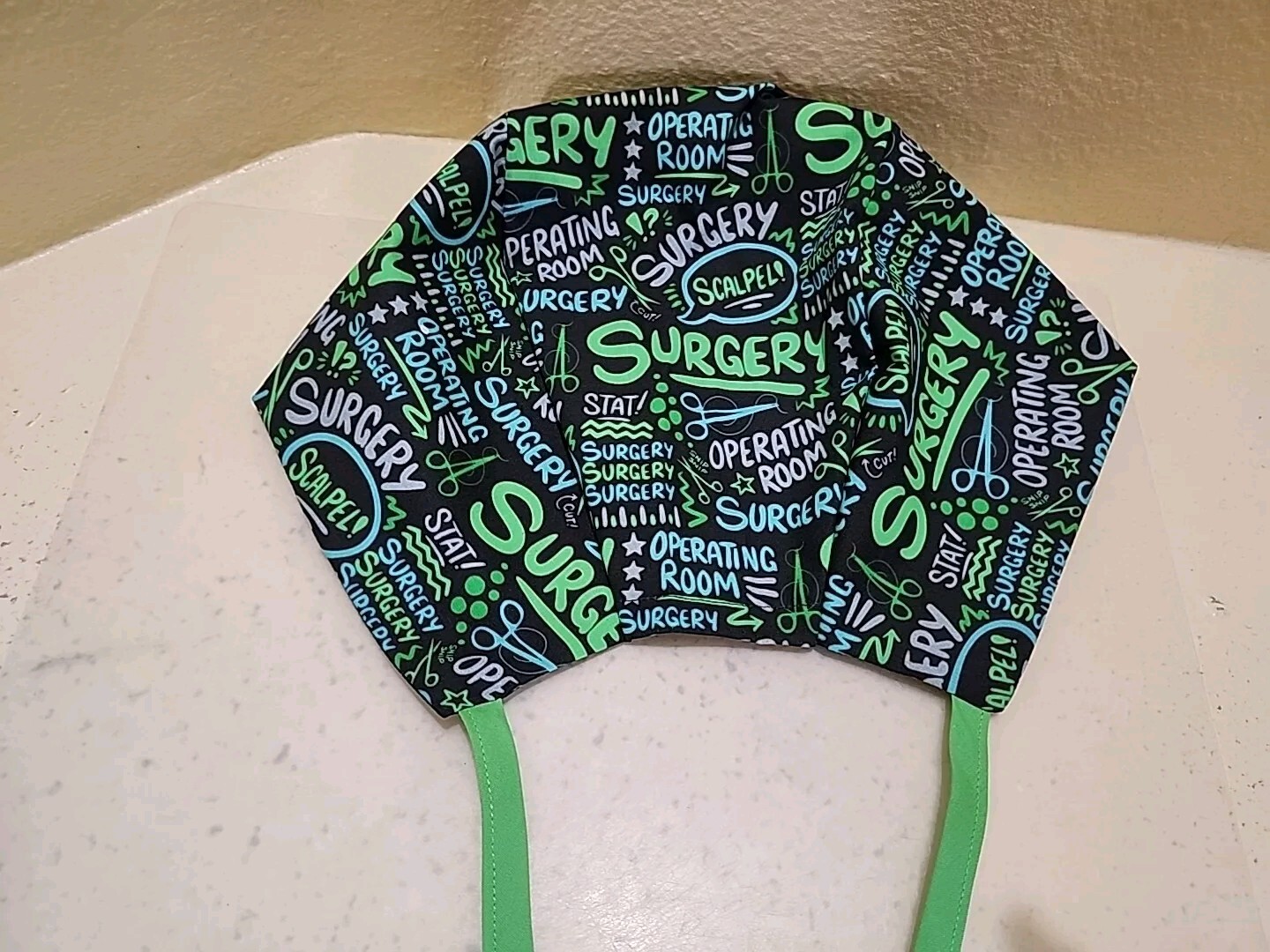 Surgery OR Scribble Men's Skull/Chemo Surgical Scrub Hat/Cap Handmade