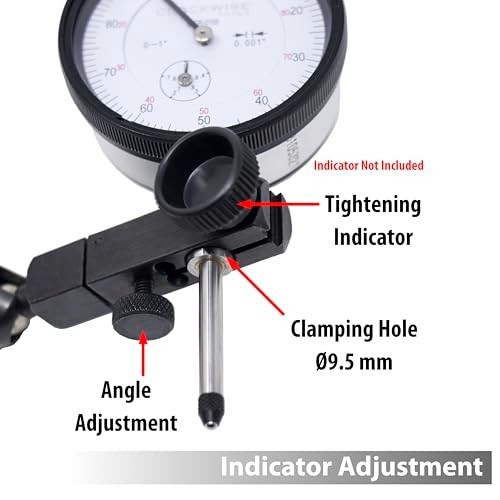 Magnetic Base Stand for Digital Dial Indicators - 176lbs Pull, Adjustable Arm