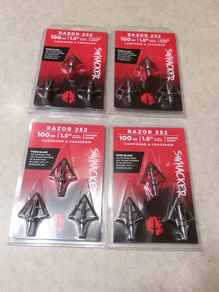 ~NEW~ Swhacker Razor #252 Broadhead 100 Grain 3-pack Archery Crossbow 1.5" Cut