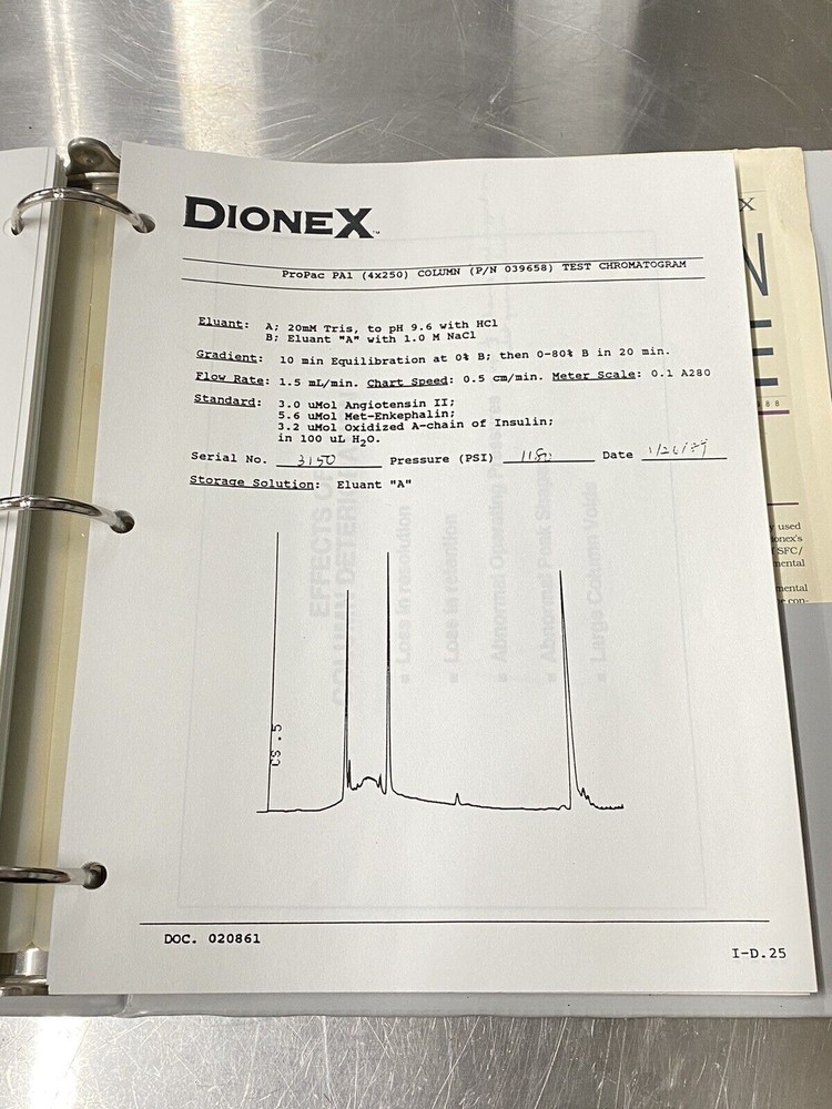 Dionex Chromatography Course Training - Users Guide / Instruction Book / Manual