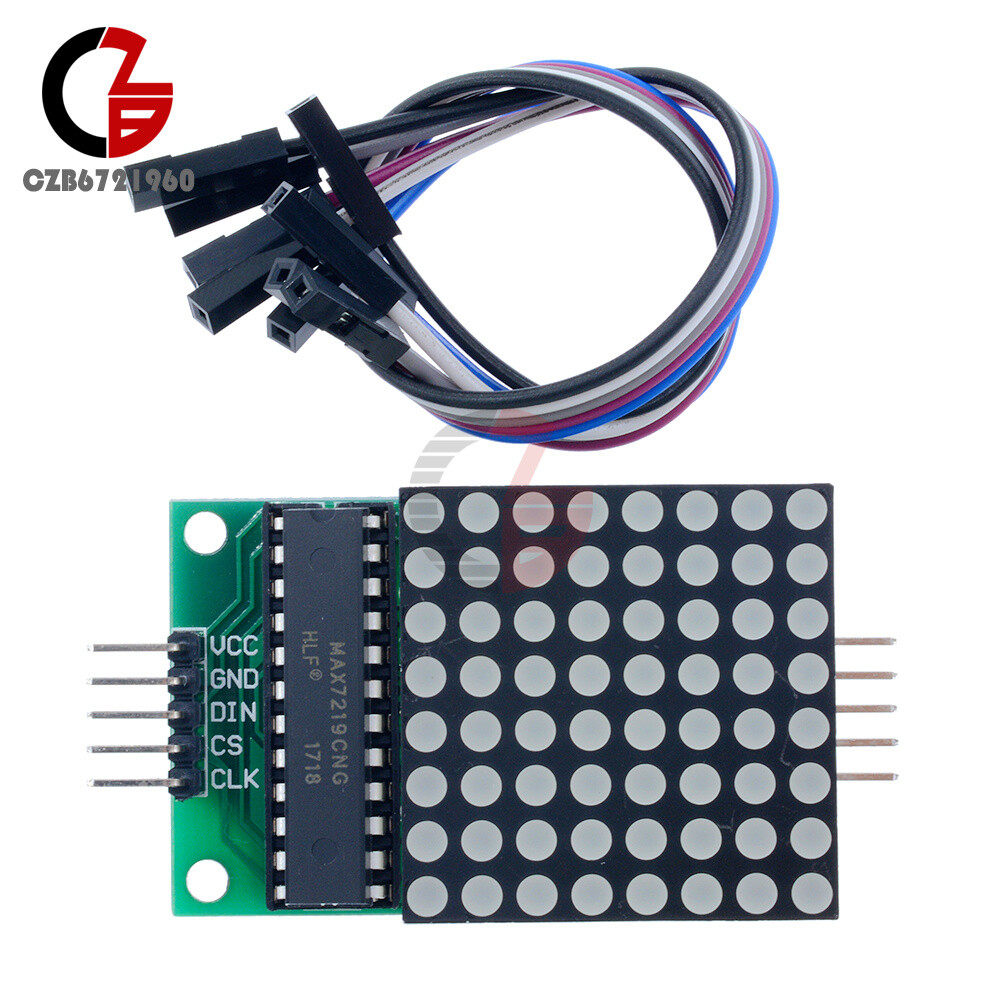 10PCS MAX7219 LED 8x8 Dot Matrix Module Red Light Assembled w/ Cable For Adduino