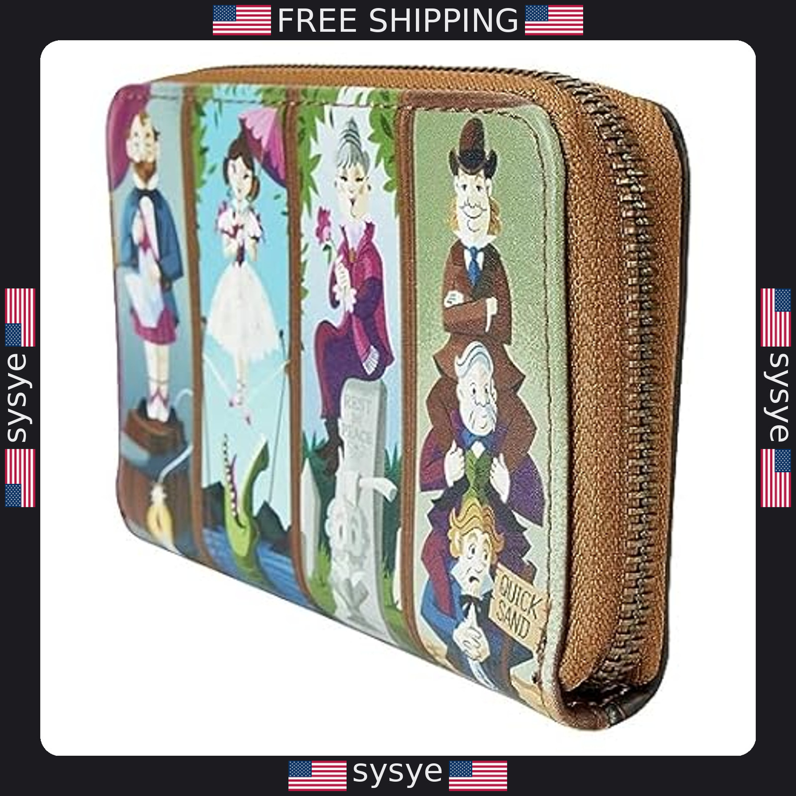 Loungefly Disney Haunted Mansion Stretching Room Portraits Zip-Around Wallet