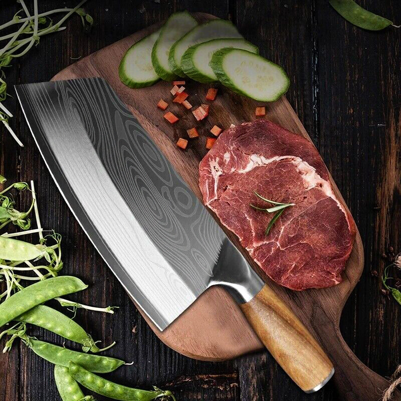 Stainless Steel Asian Kitchen Knife Butcher Chef Damascus Cleaver Chopping Meat