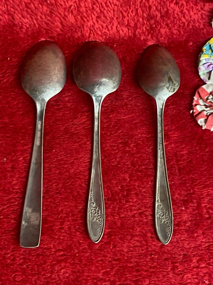 3 Vtg Silver Plate Teaspoons by Different Makers