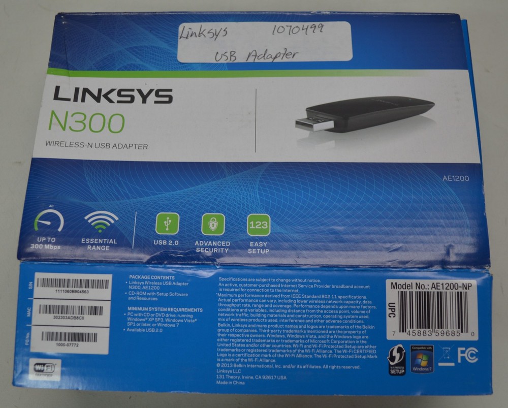 LINKSYS N300 Wireless-N USB Adapter AE1200