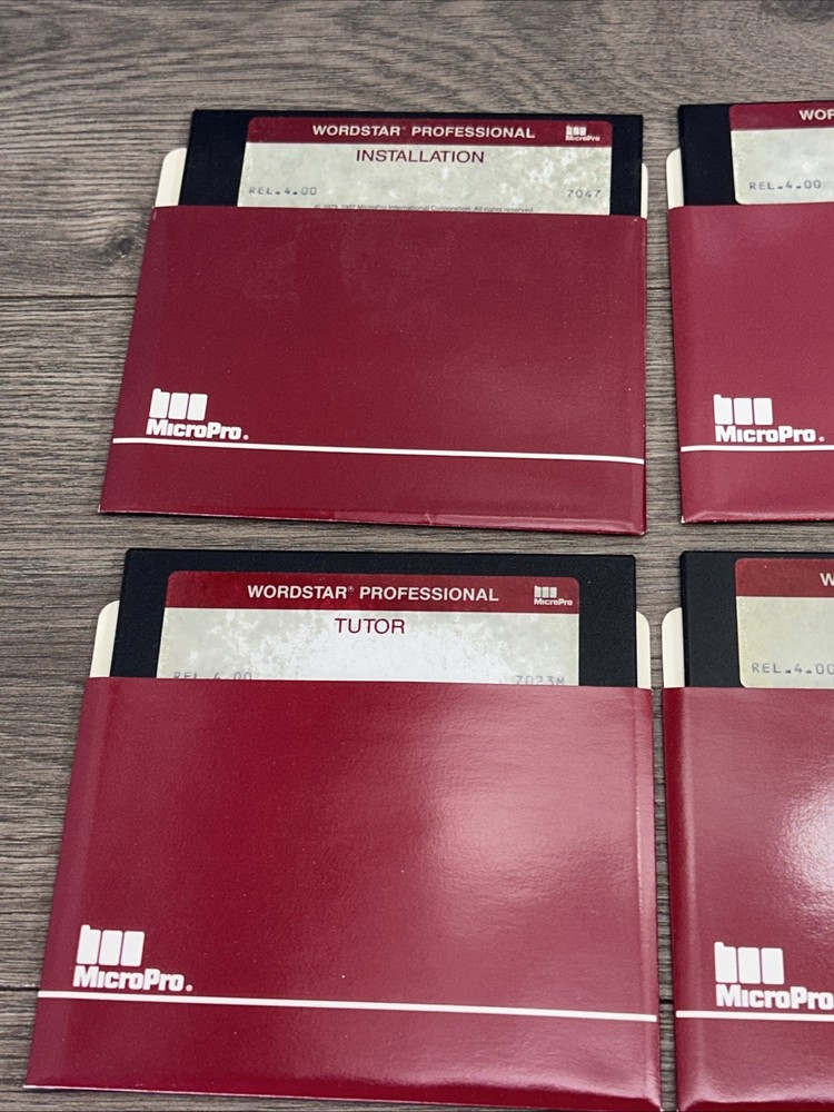 Wordstar Professional Release Complete 4 Disk Set DOS Software Vintage Floppy