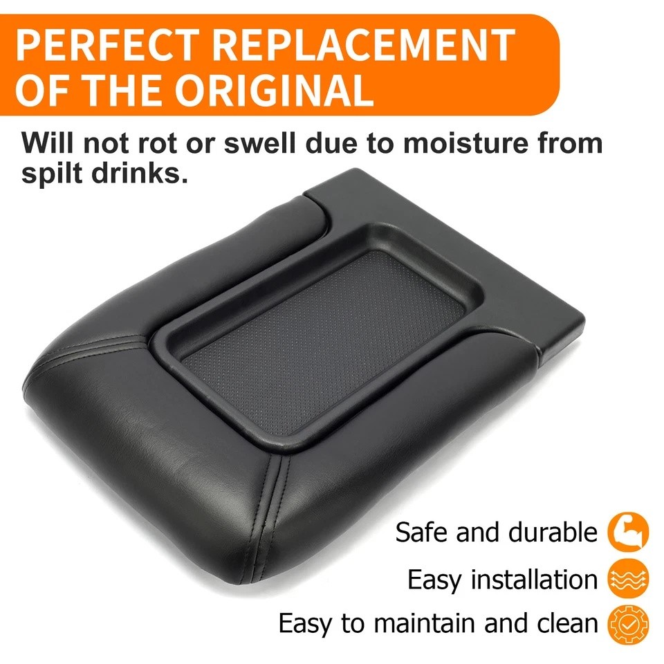 Center Console Lid Kit Arm Rest for 99-07 Chevy Silverado GMC Sierra Black 1999