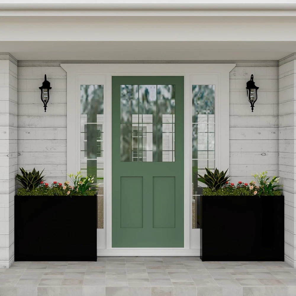 Durable 38" Black Galvanized Steel Planter Box - Easy Assembly & Adjustable Feet