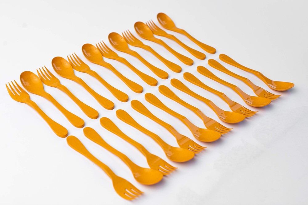 Eco Plant Based 24 Pack Reusable Flatware Set (Orange)