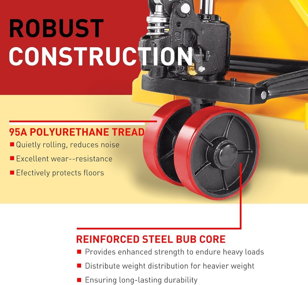 Pallet Jack Full Replacement Kit Steering Wheels 7"x2" Front Load Roller 3"x3.75