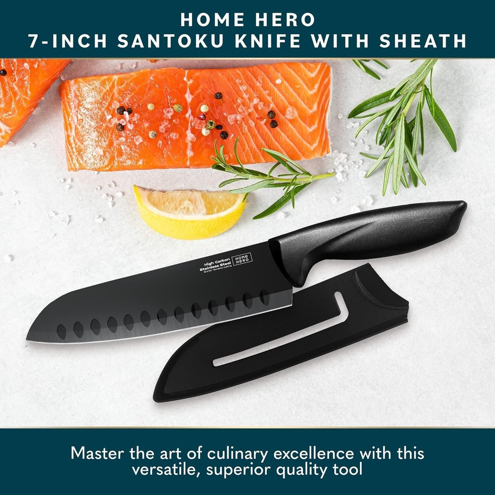 Razor-Sharp Santoku Knife & Protective Sheath - Multi-Purpose Kitchen Essential