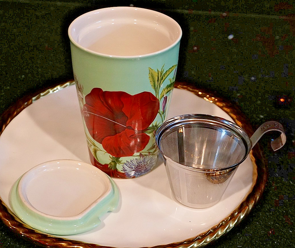 Tea Forte Fleur Ceramic Steeping Cup W/ Infuser Brewing System NEW
