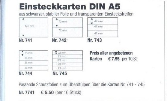500 Insert Cards DIN A5 SAFE 741-745
