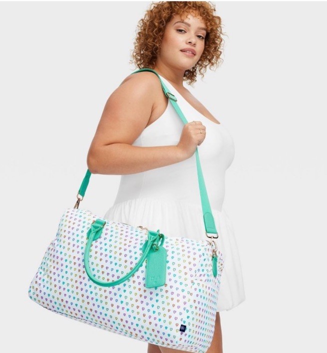 Roller Rabbit X Target - Disco Hearts Wave Softside Duffel Bag White / Teal NWT