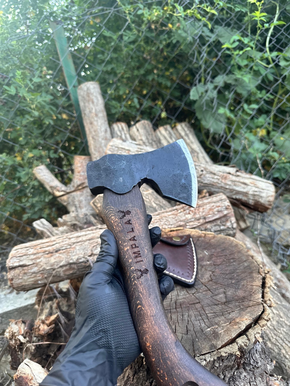 Small Forest Axe with Leather Sheath, Forged Hatchet, HandForged Outdoor Tool