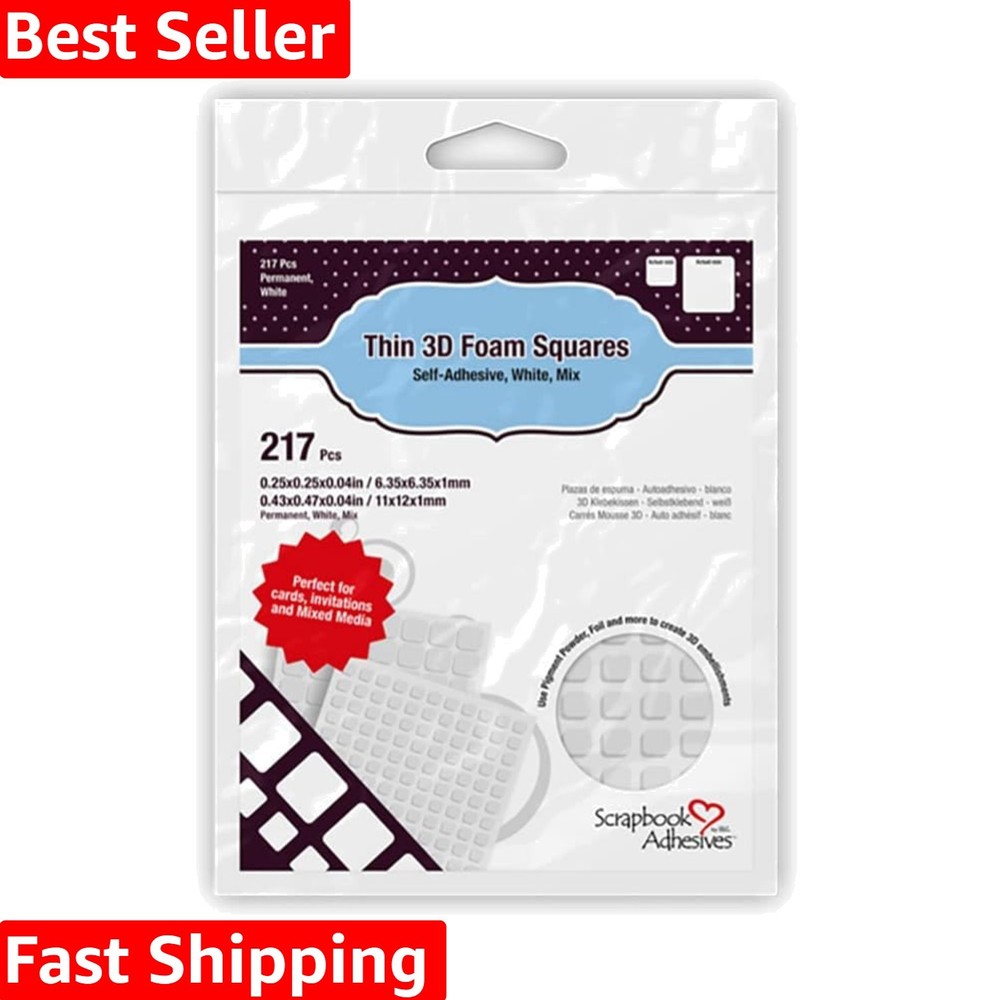 High Density Waterproof 3D Foam Squares – Perfect for Art Projects, 217 Pack