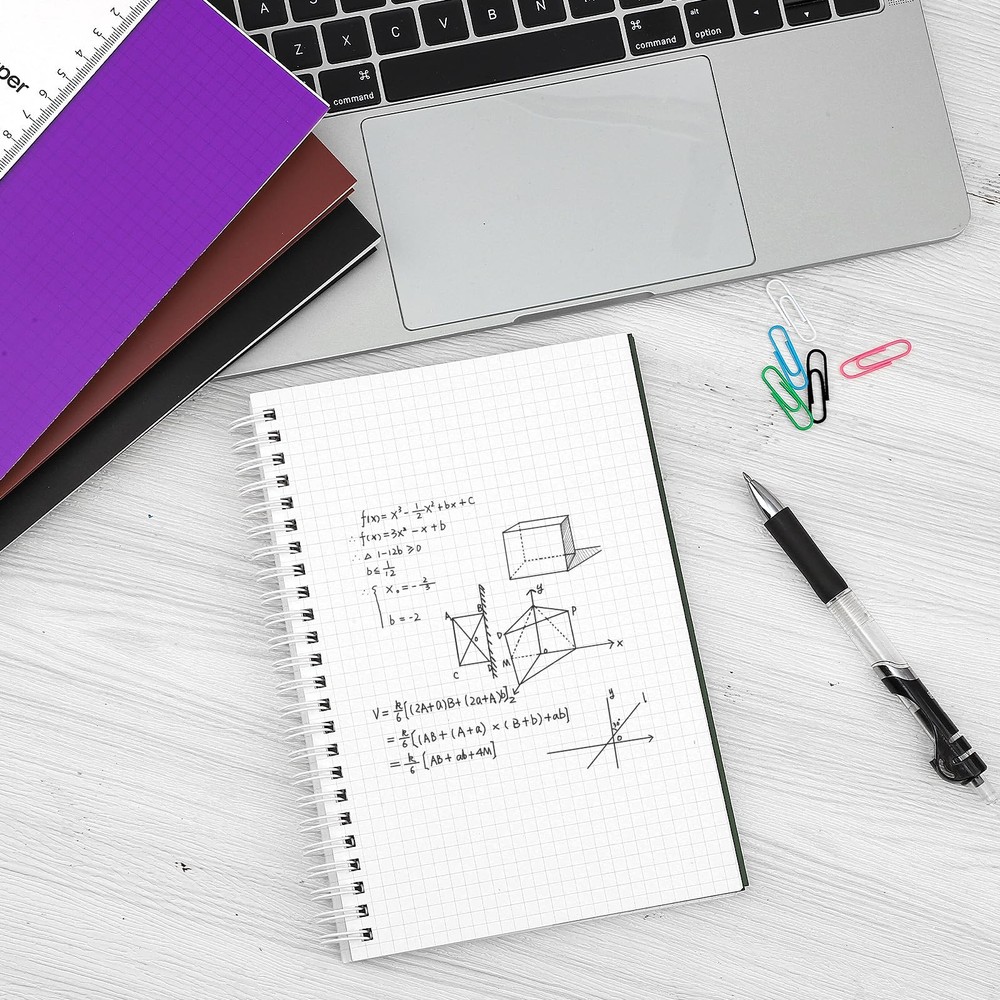 4 Pack Graph Paper Notebook A5 Grid Paper Notebooks Waterproof Plastic Graphi...