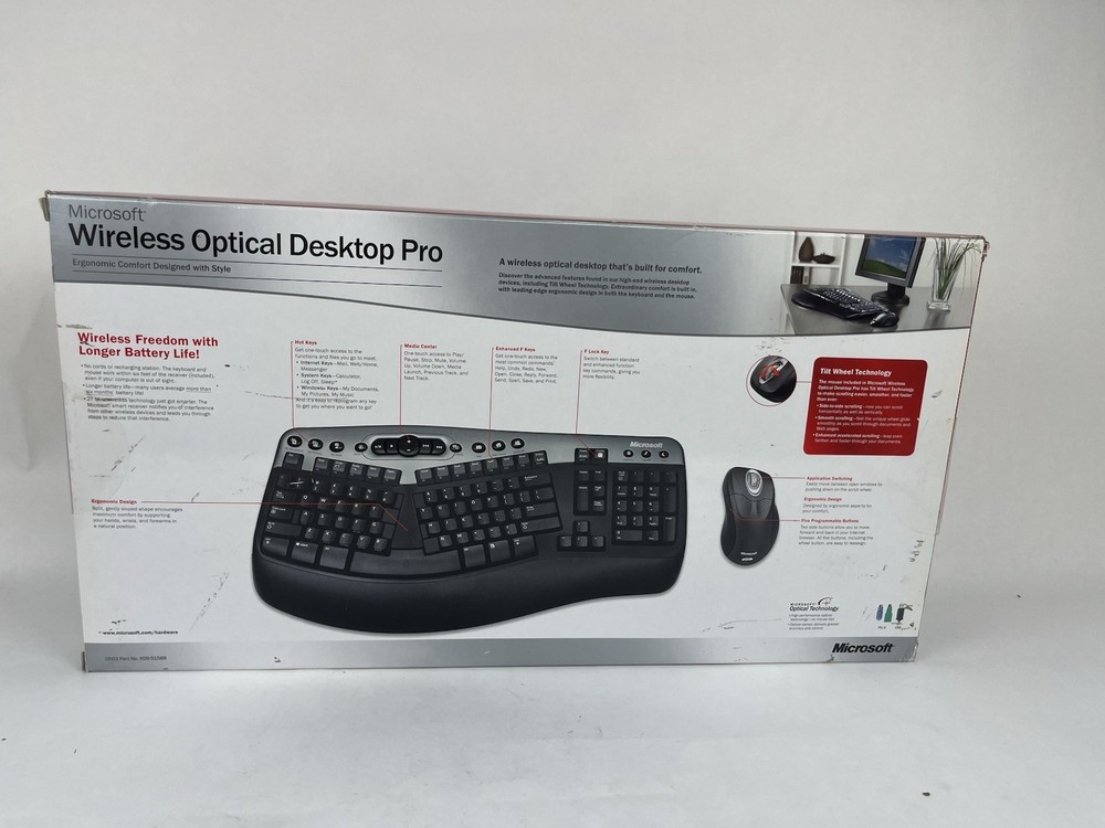 Microsoft Wireless Optical Desktop Pro Keyboard/ Mouse New