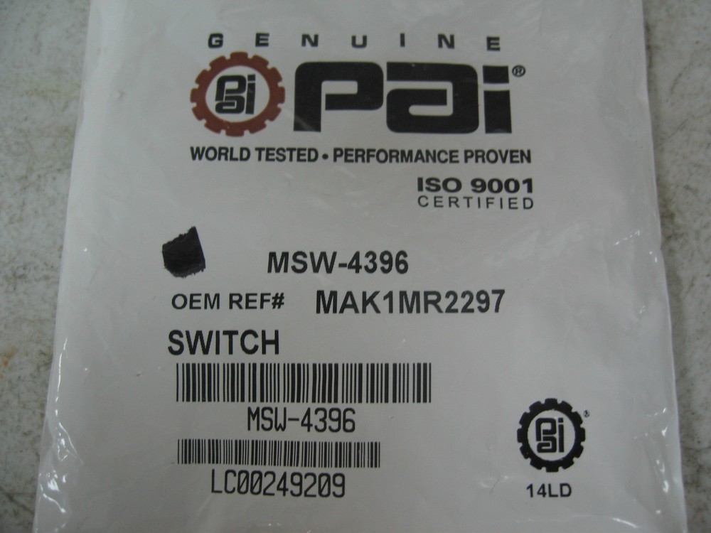Reverse Back Up Light Switch. PAI # MSW-4396 Ref.# Fuller 22940 Mack 1MR2297