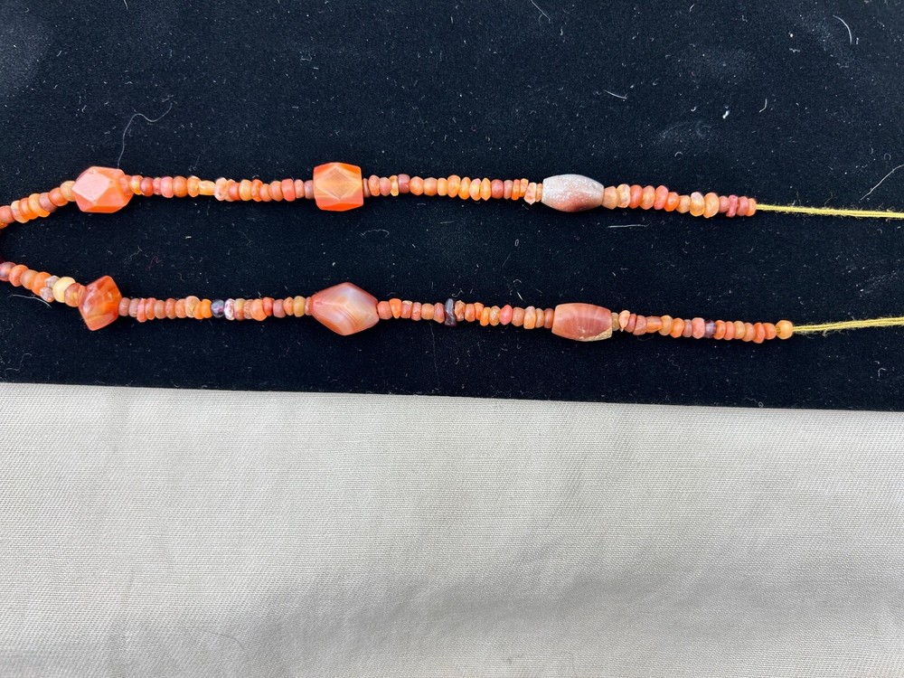Ancient Bactrian Banded Agate and Carnelian Beads
