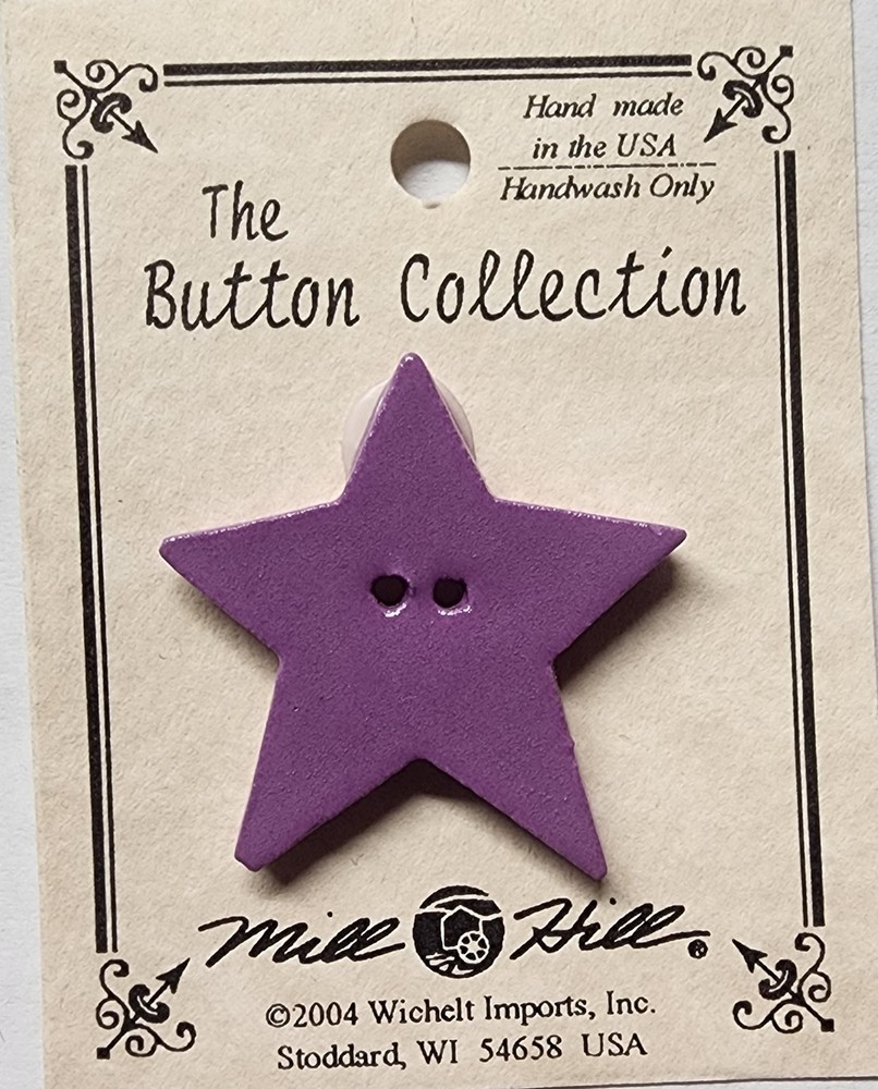 DIY Mill Hill Ceramic Button - Large Lilac Star