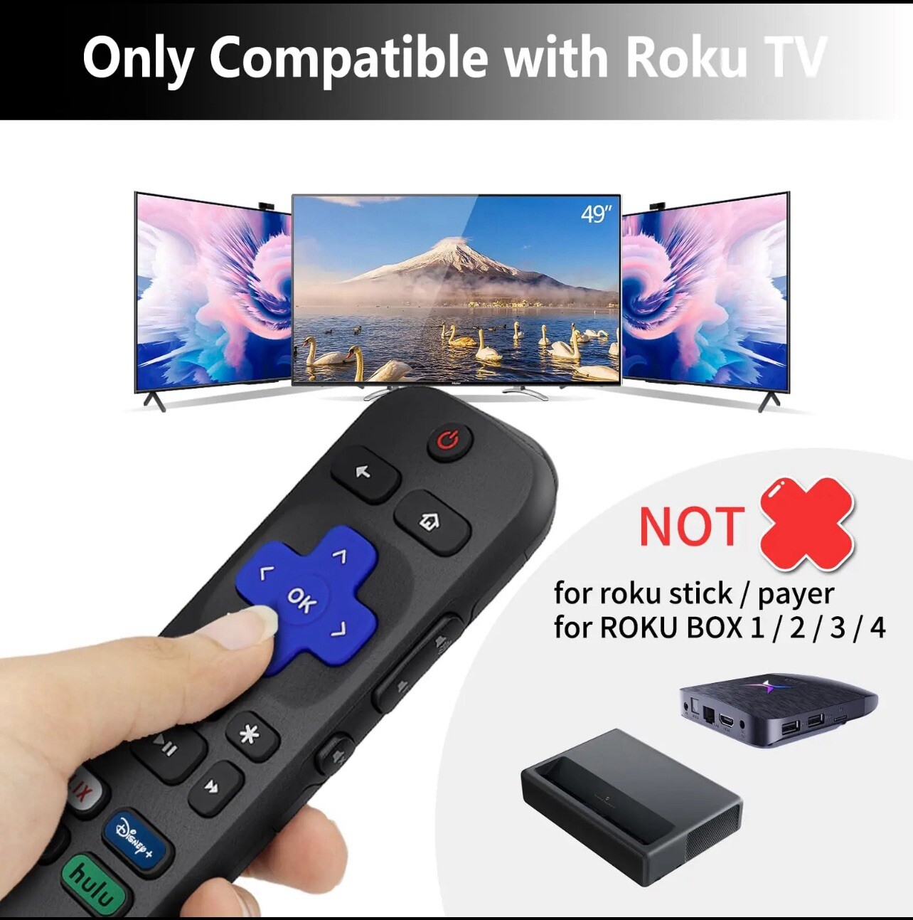 2pack Remote Control Replacement For All TCL Hisense Onn Roku TV