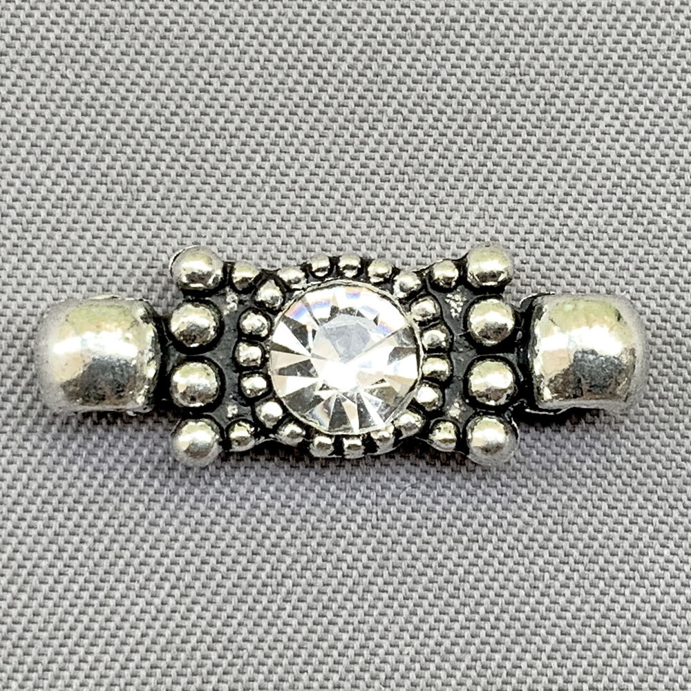 Crystal Rectangle 2 Loop Link 21x8mm Antique Silver Plated Alloy Q10 Per Pkg