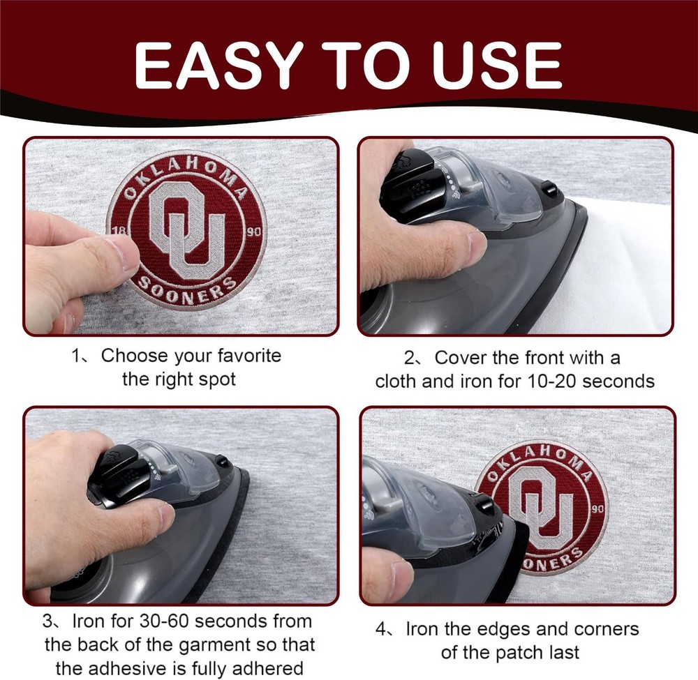 Oklahoma Sooners NCAA Team Logo Iron On Patch - Sew Patch - Embroidered Patch